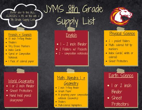 8th Grade Supplies